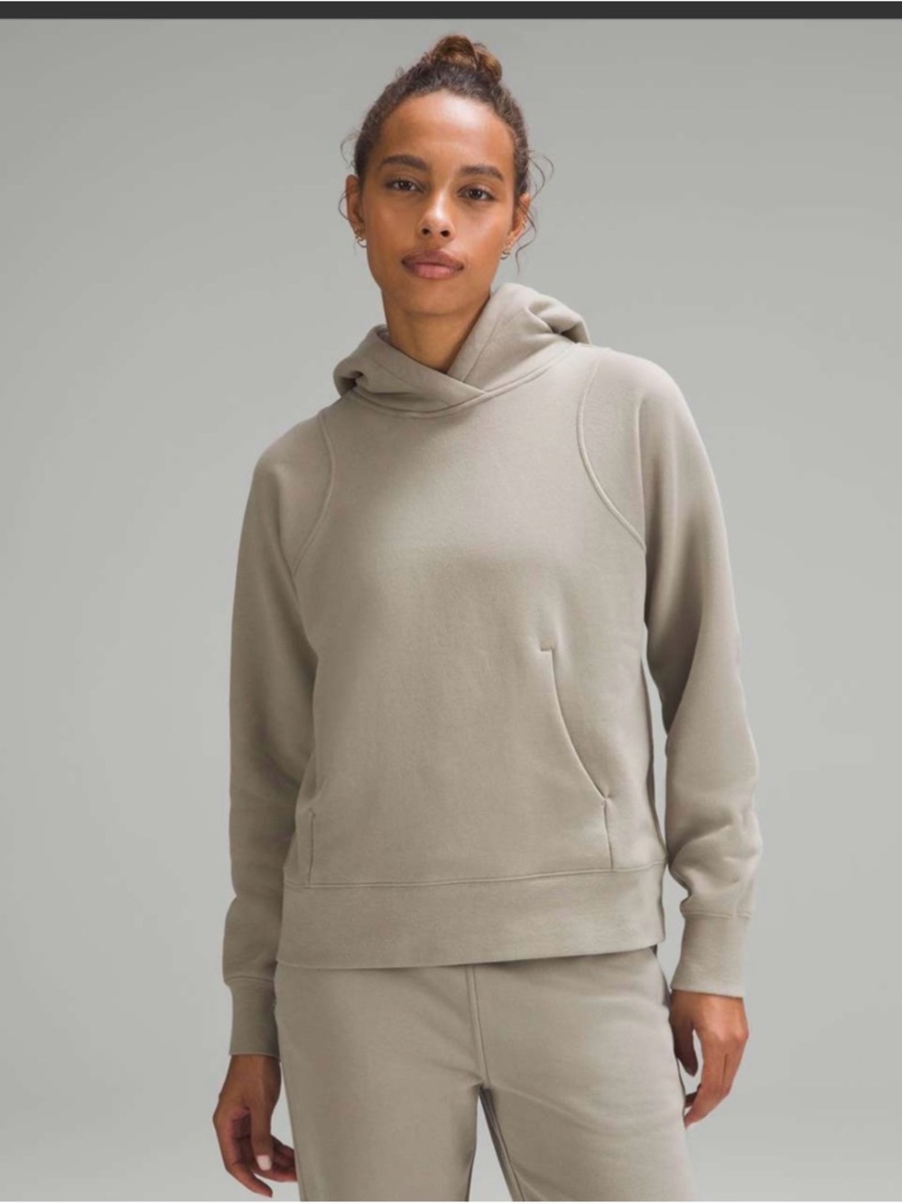 Lululemon Loungeful Hoodie Riverstone Tan Grey Size 10 LW3FCDS